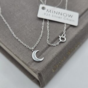 Silver Dainty Crescent Moon Celestial Charm Necklace Boutique Minimalist Brand